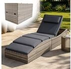 Juskys Wellnessliege Lamia, Polyrattan Liege, klappbar, Kopfteil verstellbar,...