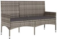 vidaXL Gartenbank, Outdoor Bank 3-Sitzer mit Kissen Grau Poly Rattan