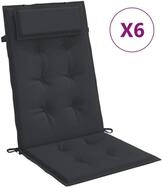 vidaXL Hochlehnerauflage, Gartenstuhl Auflagen 6 Stk. Schwarz Oxford-Gewebe