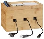 relaxdays Kabelzubeh&ouml;r Kabelbox Bambus, (1-tlg)