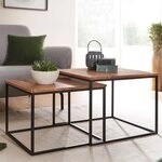 FINEBUY Satztisch FB67616 2er Set Akazie Massiv quadratisch Wohnzimmertisch...
