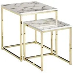 FINEBUY Satztisch Beistelltisch 2er Set Couchtisch Marmor Optik Wohnzimmertisch...