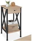 tectake Beistelltisch Ablagetisch, Holz & Stahl, 2 Ablagen, Schublade &...