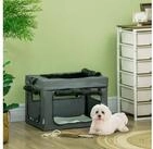 PawHut Tiertransportbox Haustierbox mit Meshfenster bis 4 kg, Grau 60 x 42 x 42...