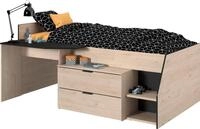 Parisot Hochbett Milky mit kleiner Arbeitsfl&auml;che und kleiner Kommode, extra Stauraum
