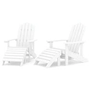vidaXL Gartenstuhl Adirondack-Gartenst&uuml;hle 2 Stk. mit Hockern HDPE Wei&szlig; (1 St)