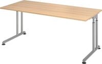 HAMMERBACHER Schreibtisch Schreibtisch C-Fu&szlig; 180x80cm Eiche/Silber