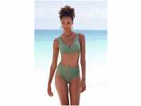 LASCANA Highwaist-Bikini-Hose Lolo mit angesetztem Bündchen, grün