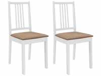 vidaXL Esszimmerstühle mit Polstern 2 Stk. Weiß Massivholz