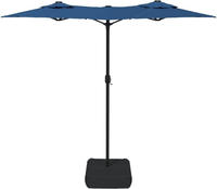 vidaXL Sonnenschirm Doppel-Sonnenschirm mit LED-Leuchten Azurblau 316x145 cm
