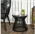 Outsunny Beistelltisch aus PE Rattan mit Tablett Glastischplatte, f&uuml;r Garten