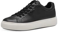 Plateausneaker TAMARIS, Damen, Gr. 36, schwarz, Leder, schimmernd, unifarben, Basic,