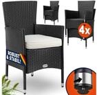 Casaria Gartenstuhl (4 St), Polyrattan 4er Set Stapelbar 7cm Auflagen 160kg