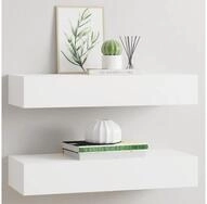 vidaXL Wandregal Wandregale mit Schubladen 2 Stk. Wei&szlig; 60x23,5x10 cm MDF