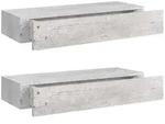 vidaXL Wandregal, Regale mit Schubladen 2 Stk. Betongrau 60x23,5x10 cm MDF