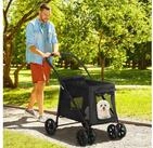 PawHut Hundebuggy Hundewagen, Katzenbuggy, mit Seitentaschen, Netzfenster,