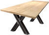 Möbilia Tisch 180x100 cm Platte Fichte/Tanne, Gestell antikschwarz X-Form...