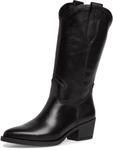Westernstiefel TAMARIS, Damen, Gr. 36, schwarz, Glattleder, unifarben, Schuhe