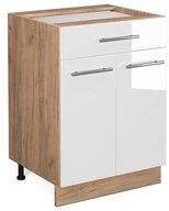 Vicco Unterschrank Fame-Line, Wei&szlig; Hochglanz/Eiche 60cm mit Schublade ohne
