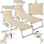 tectake Gartenliege Sonnenliege mit Seitentasche und Kopfpolster, 190 x 68 x 28...