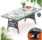 Casaria Gartentisch (1-St), Polyrattan 190x90x74 cm mit Ablage Sicherheits Glasplatte
