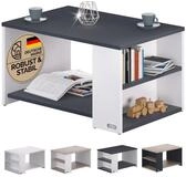 Casaria Couchtisch Santa Cruz, Holz Wei&szlig; Schwarz Wohnzimmertisch mit Stauraum