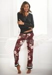s.Oliver Pyjama (Set, 2 tlg) im Blumen-Dessin mit Streifen-Details