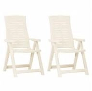 vidaXL Gartenstuhl Verstellbare Gartenst&uuml;hle 2 Stk. Kunststoff Wei&szlig; (2 St)