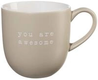 ASA SELECTION Becher HEY!, Henkelbecher, Beige, Wei&szlig;, 350 ml, New Bone China