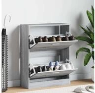 vidaXL Schuhschrank vidaXL Schuhschrank Grau Sonoma 63x24x81 cm Holzwerkstoff