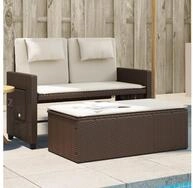 vidaXL Gartenbank vidaXL Gartenbank Verstellbar mit Kissen Braun Poly Rattan