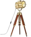 vidaXL Deckenleuchte Stehleuchte Dreibein Massivholz 69 cm braun