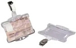 DURABLE Hinweisschild Namensschild f&uuml;r Betriebsausweise mit Clip 54x85...