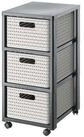 ROTHO Aufbewahrungsbox Country Rollcontainer mit 3 Schubladen in Rattan-Optik