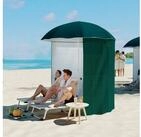 Outsunny Sonnenschirm Sonnenschutz mit Seitenwand, Strand,Polyester, Dunkelgr&uuml;n,