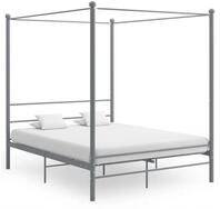 vidaXL Bett, Himmelbett Grau Metall 160x200 cm