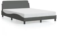 vidaXL Bettgestell, Bettrahmen mit Kopfteil Dunkelgrau 140x200 cm Stoff