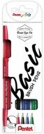 PENTEL Fineliner Fasermaler-Pinselmaler Sign Pen Brush Set: schwarz-rot-blau...