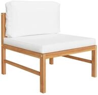 vidaXL Gartenlounge-Set, 3-tlg. Lounge Set mit Creme Kissen Teakholz