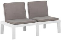 vidaXL Gartenbank Garten-Lounge-Bank mit Auflagen Kunststoff Wei&szlig; (1-St)