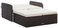 vidaXL Gartenlounge-Set, 2-tlg. Lounge Set mit Auflagen Poly Rattan Braun