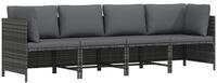 vidaXL Gartenlounge-Set vidaXL 4-Sitzer-Gartensofa mit Kissen Grau Poly Rattan