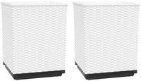 vidaXL Blumentopf Pflanzk&uuml;bel 2 Stk. Wei&szlig; 30x30x37 cm Polypropylen (2 St)