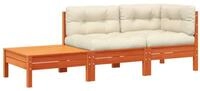 vidaXL Sofa, Gartensofa mit Kissen und Fu&szlig;hocker Massivholz Kiefer