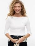 3/4-Arm-Shirt TOMMY HILFIGER "NEW CODY BOAT-NECK", Damen, Gr. XXS, wei&szlig; (nos ecru),