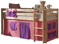 Lomadox Hochbett PINOO-12 Bella incl. Leiter in Kiefer massiv natur lackiert