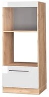 Vicco Mikrowellenumbauschrank Fame-Line, Wei&szlig; Hochglanz/Goldkraft Eiche, 60 cm...