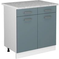 Vicco Unterschrank R-Line, Blau-Grau/Wei&szlig;, 80 cm, AP Marmor (1-St)