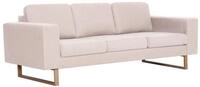 vidaXL Sofa, 3-Sitzer-Sofa Stoff Cremewei&szlig;