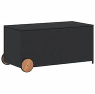vidaXL Gartenbox, Gartentruhe mit Rollen Schwarz 190L Poly Rattan